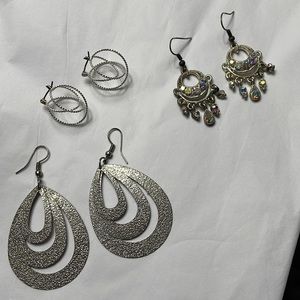 Silver costume earrings - 3 sets.